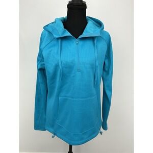 Athleta Blue Fleece 1/2 Zip Hoodie 100% Polyester Kangaroo Pocket XS